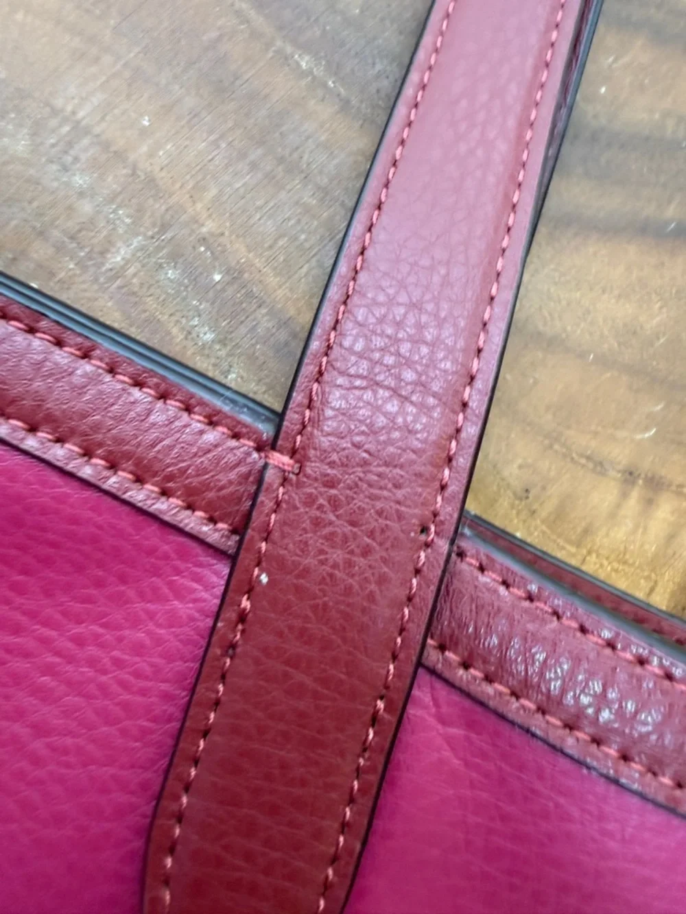 Coach Wine & Pink Leather Tote Horse & Carriage Embossed Logo - Picture 14 of 16